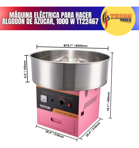 Máquina Eléctrica Para Hacer Algodón De Azúcar, 1000 W Color Rosa