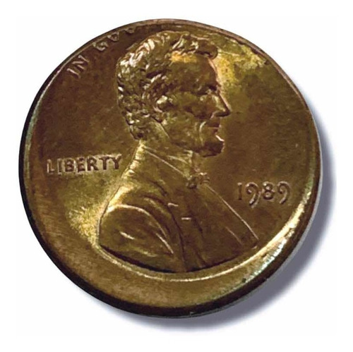 Moneda One Cent 1989 Descentrada  Y Detalle Doble Del 9 Y 8