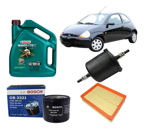 Kit 3 Filtros Ford Ka 1.0 1.6 97/07 Castrol 10w40 4lts