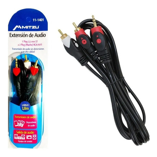 Imagen 2 de 3 de Mayoreo 5 Cables De Audio Rca A Plug 3.5 Mm 1.8 M Auxiliar