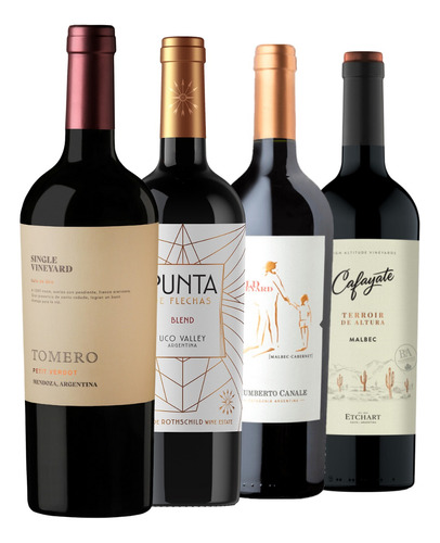 Vinos Tintos Degustacion Combo Mix Caja 4 Botellas