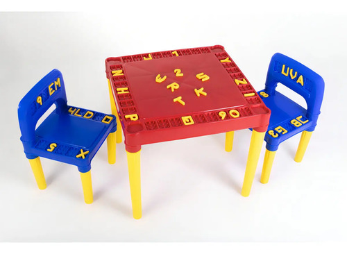 Mesa Infantil Colorida Com 2 Cadeira Tritec 3827 Vermelho/Azul