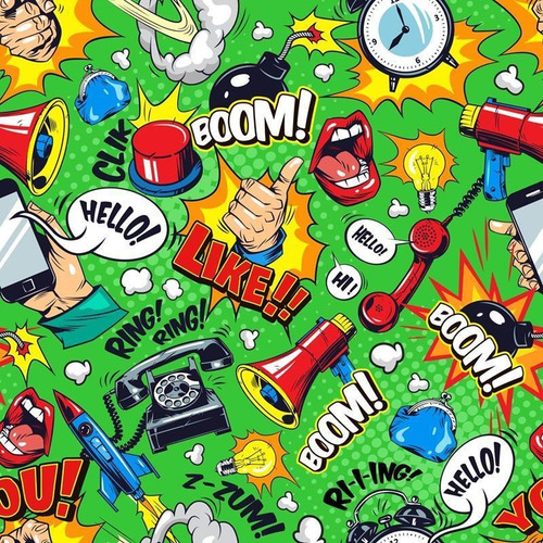 Imagem 2 de 6 de Papel De Parede Adesivo Pop Art Quadrinhos N05010 Rolo De 0,