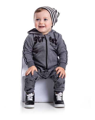 Roupa De Bebê Menino Conjunto Moletom Capuz Dinossauro Frio