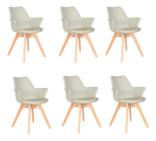 Silla Comedor Plos Eames Cross Wood Set X6 Unidades