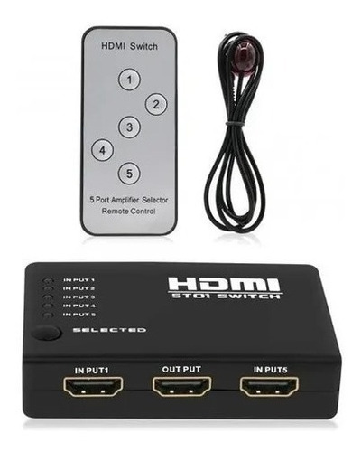 Hdmi Switch Multiplicador Selector 5x1 Full Hd 1080p Control