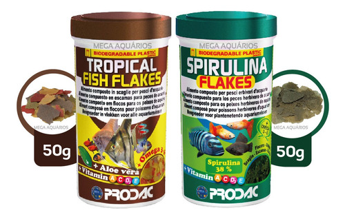 Kit Combo Rações Prodac Flocos 100g Peixes Bandeira Discos