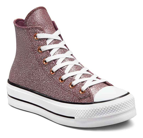 Converse Bota Plataforma Hi Glitter Dark Wine