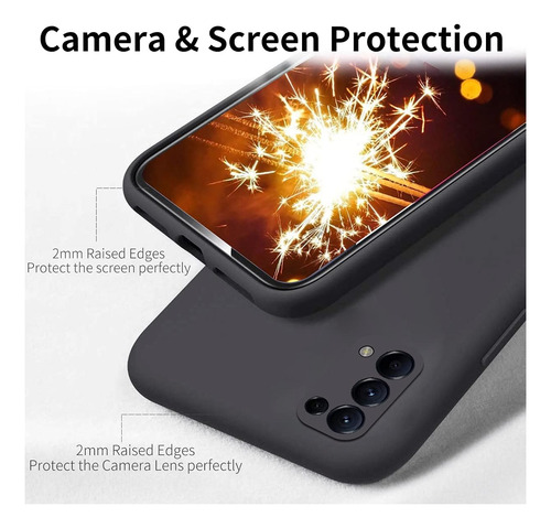 Funda Silicona Líquida Tpu Carcasa Para Find X3 Lite+mica Negro Oppo Find X3 Lite/reno5 5g