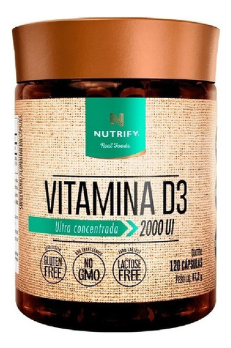 Vitamina D3 2000ui Nutrify 120 Capsulas Sabor Neutro