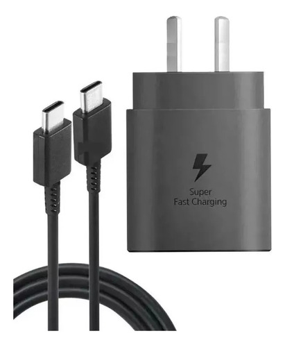 Cargador Carga Ultra Rapido 25w Para Samsung S25 Tipo C A C Blanco/negro