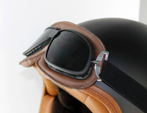 Óculos Aviador Moto Vintage Capacete Marrom Café Racer