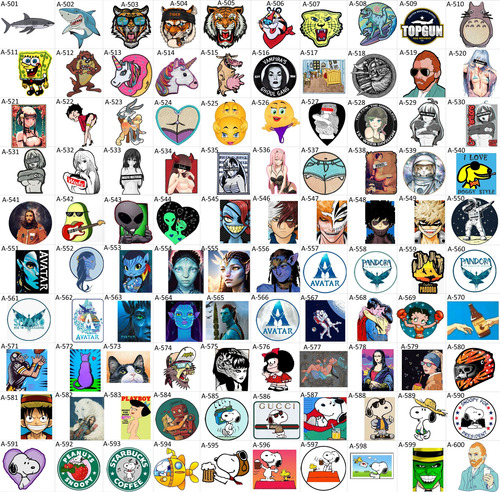 15 Sticker Parches Tela Escoger Calavera Emoji Gato Celular
