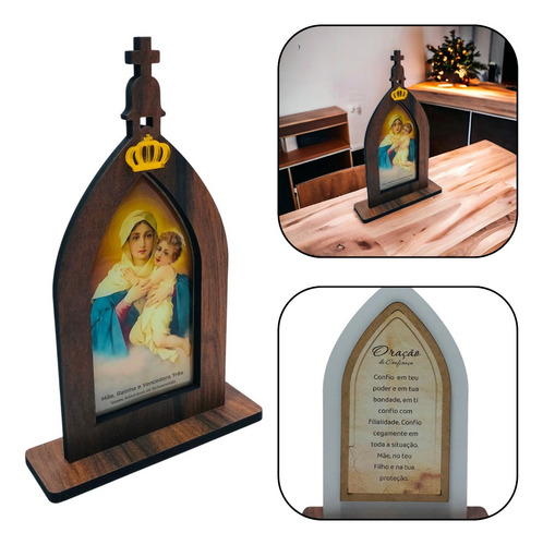 Capela Mãe Rainha Com Coroa E Oração 22 Cm