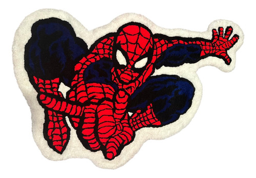 Alfombra Artesanal Tufting Spiderman. 120 Cm X 80cm 1.2 M 80 Cm Rojo Azul Negro Blanco