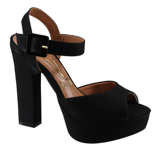 Sapato Feminino Vizzano Salto Grosso 6305100 Preto Camurça | Mercado Livre