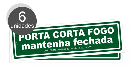 Placa de PVC Fotoluminescente Auto-Adesiva 20x40cm Porta Corta-Fogo  Mantenha Fechada - 360 AN - SINALIZE P3484730