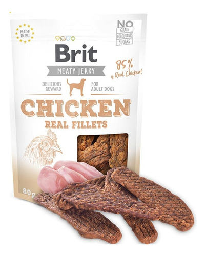 Brit Meaty Jerky Chicken Snack Para Perro Filete Pollo 80gr