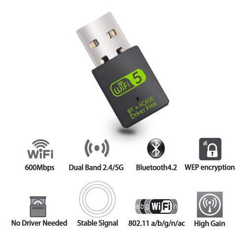 Adaptador Usb Wifi Bluetooth, 600mbps Dual Band 2.4/5ghz ...