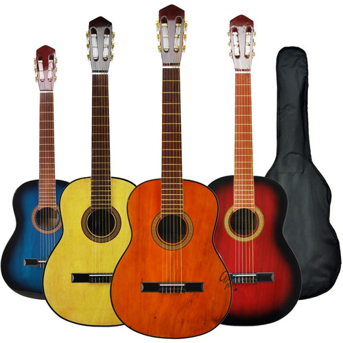Guitarra Electrocriolla Zurdo Colores Funda Pua Envio Combo