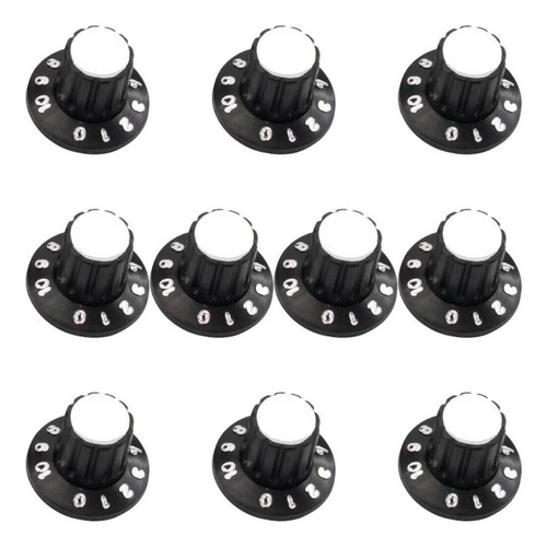 10x Knob Redondo Numerado Estriado C/ Parafuso 1426 Branco