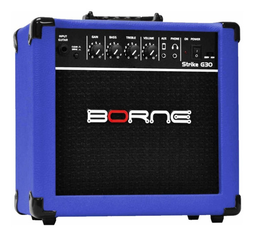 Amplificador Combo P/ Guitarra Strike G 30 Azul - Borne