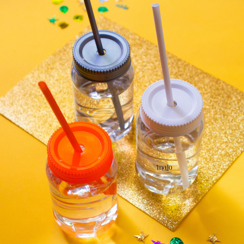 25 Cilindros Dulceros Con Tapa Y Popote Para Fiesta 500ml Dorado