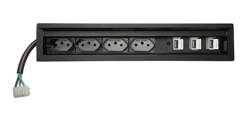 Régua Tomada Para Embutir Em Mesas Ou Bancadas 3 Usb Charger