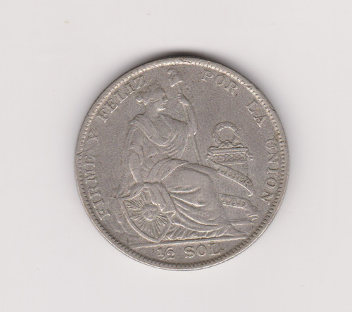 Moneda Perù 1/2 Sol Año 1928 Plata Excelente Sucia