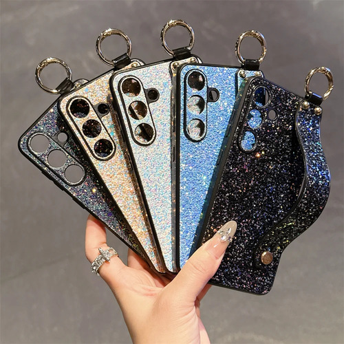 Funda De Piel Flash Diamond Con Correa De Muñeca Con Forma De Anillo Para Samsung Galaxy S25 S24 Ultra S23 S22 S21 Plus, Carcasa Dura C