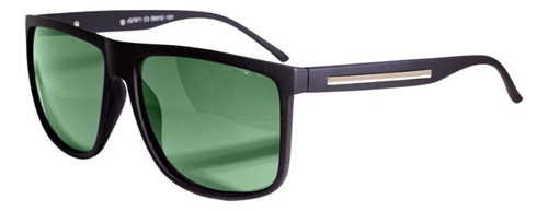 Óculos De Sol Masculino Quadrado Proteção Uv400 Moderno Luxo Cor Preto Fosco Cor da armação Preto fosco Cor da haste Preto Cor da lente Verde