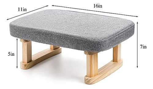 Taburete Otomano Rectangular Tela Madera Acolchado Suave Mod