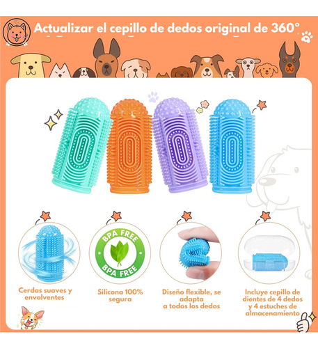 Set De 4 Cepillo De Dientes Para Perros, Cepillo Para
