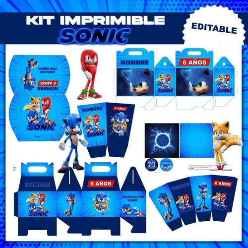 Kit Imprimible Sonic Editable + Kit Para Colorear
