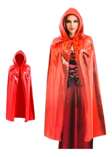 Disfraz Capa Caperucita Brillante Roja Corta 80cm Halloween