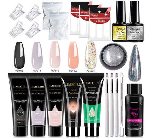 Kit Uñas De Polygel Acrílico 5 Pzas Poligel Construcción