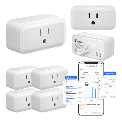 Enchufe Inteligente Sonoff Wifi S40 15a, 4 Piezas