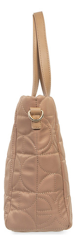 Bolsa Tote Cloe Para Mujer Acolchada Textil Asa Extendida Color Marrón claro