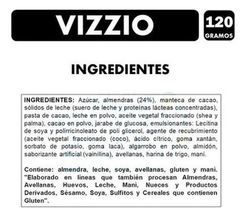 Chocolate Vizzio Con Almendra Estuche De 70gr