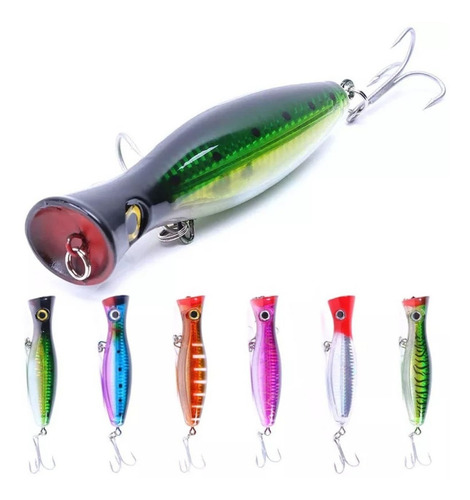 Kit Com 06 Isca Artificial Superficie Popper Grande 13cm 43g Cor Conforme As Fotos - Sku 057