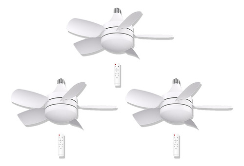 Ventilador De Techo 18in Base E27 3 Vel. Lámpara Led 3 Pack Cantidad De Aspas 5 Estructura Blanco Aspas Blanco Diámetro 18 Frecuencia 60hz Material De Las Aspas Plástico