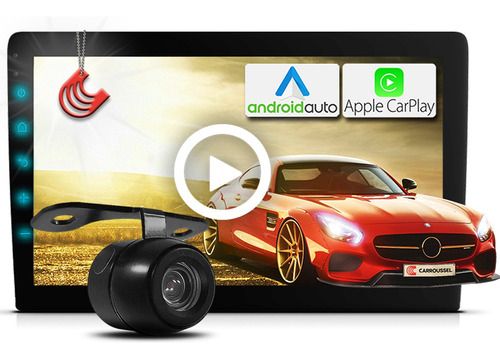 Kit Multimídia 9 Polegadas Carplay Androidauto Com Câmera Cor Preto