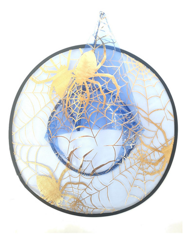 Chapéu De Bruxa Para Festas Aranha Dourada-azul 3 Un. Cor Dourado-azul