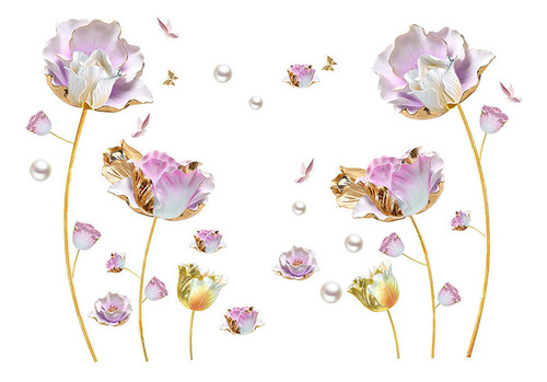 2 Pegatinas De Pared De Flores, Calcomanías Artísticas