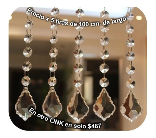 Tira D Piedras D Cristal Cortado P/ Cortina Decoración 100cm