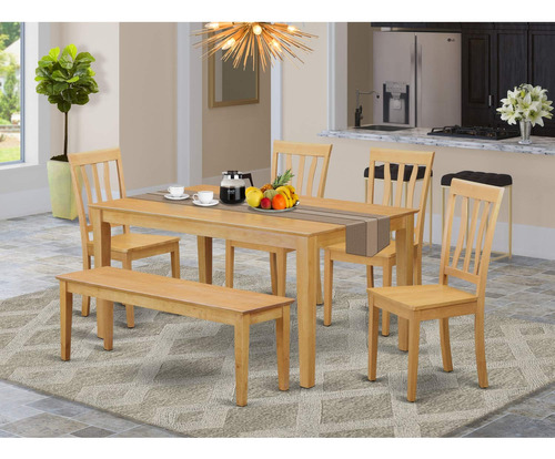 East West Furniture Caan6-oak-w Capri - Juego De 6 Piezas Qu