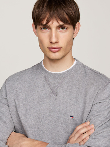 Polerón Solid Con Cuello Redondo Gris Tommy Hilfiger
