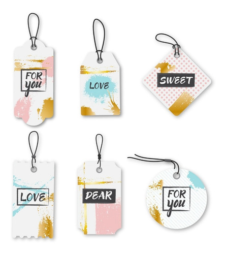 100 Tags Etiquetas Personalizadas Papel Ilustracion 300gr