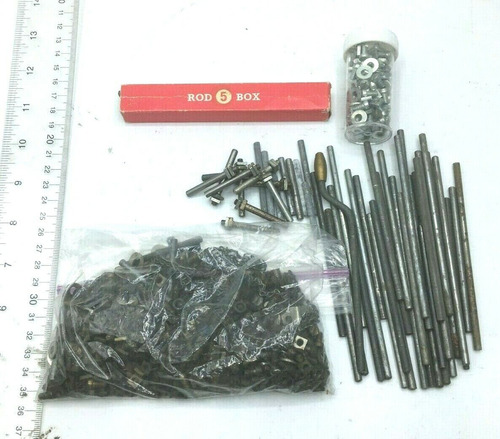 Meccano Erector Small Parts Lot Screws Bolts Rods 2.9 Lb Aac