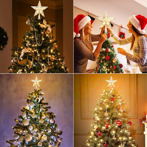 Brizlabs Estrella De Navidad Topper Iluminado, 8 Plata H...